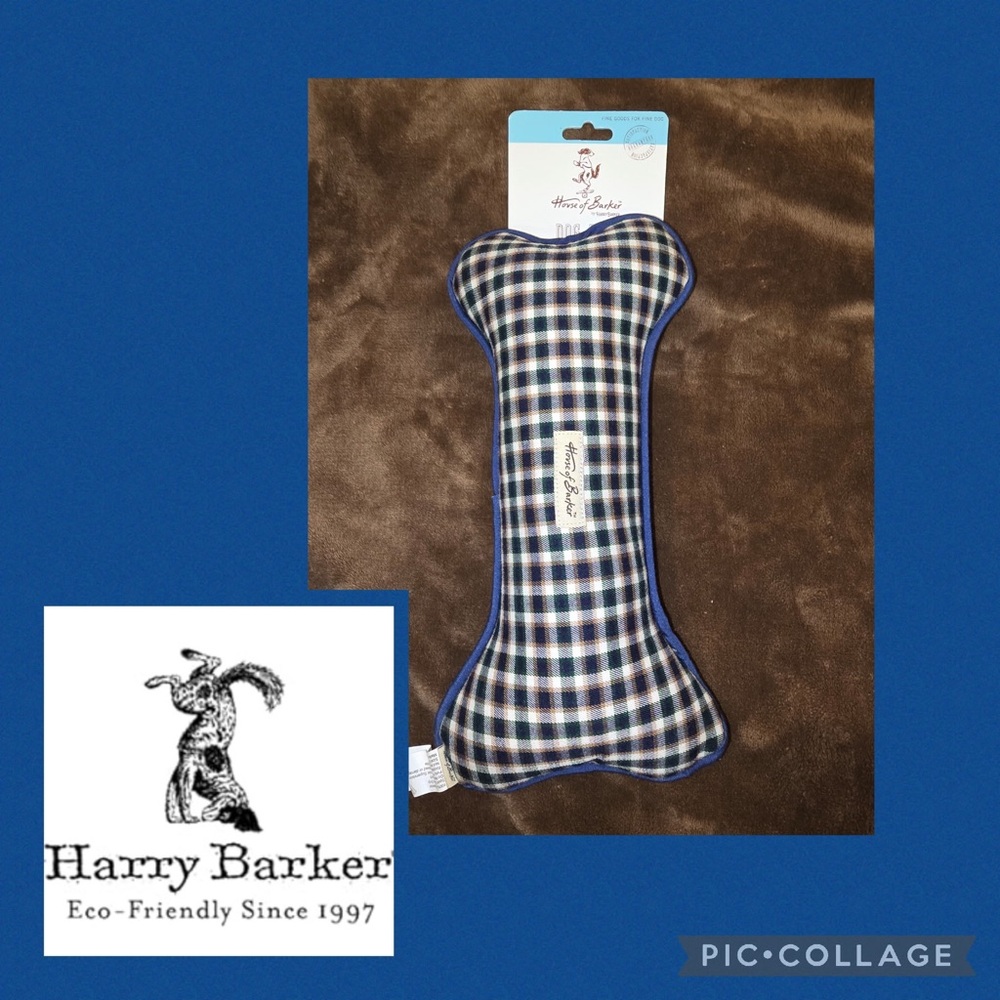 Harry Barker Plaid Canvas Squeaky Dog Toy, (Large)